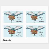 Sticker Rectangulaire Dragon Peeks Autour De Fleur (Feuille)