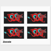Sticker Rectangulaire Dragon rouge (Feuille)