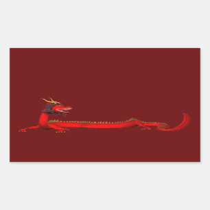 Sticker Rectangulaire Dragon rouge