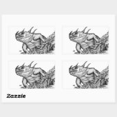 Sticker Rectangulaire Dragon sur le rocher (Feuille)