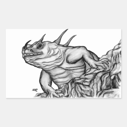 Sticker Rectangulaire Dragon sur le rocher (Devant)