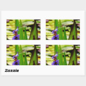 Sticker Rectangulaire Dragonfly lotus and purple flower (Feuille)