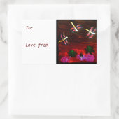 Sticker Rectangulaire Dragonfly Nénuphar Pond (Sac)