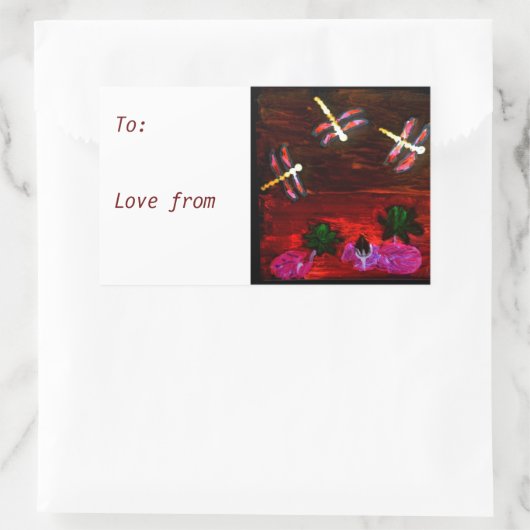 Sticker Rectangulaire Dragonfly Nénuphar Pond (Sac)