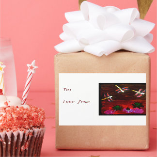 Sticker Rectangulaire Dragonfly Nénuphar Pond