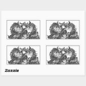 Sticker Rectangulaire Dragons chinois (Feuille)