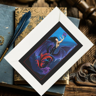 Sticker Rectangulaire Dragons Gothiques Bleus Sirène Fantastique Violet