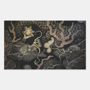 Sticker Rectangulaire Dragons japonais