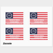 Sticker Rectangulaire Drapeau 1776 Texte facultatif American Betsy Ross (Feuille)