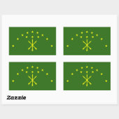 Sticker Rectangulaire Drapeau Adygea patriotique (Feuille)