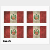 Sticker Rectangulaire Drapeau affligé par cru du Pérou (Feuille)