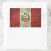 Sticker Rectangulaire Drapeau affligé par cru du Pérou (Sac)