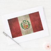 Sticker Rectangulaire Drapeau affligé par cru du Pérou (Enveloppe)
