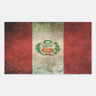 Sticker Rectangulaire Drapeau affligé par cru du Pérou