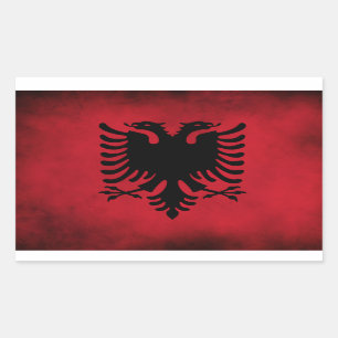 Sticker Rectangulaire Drapeau albanais grunge [de haute qualité]