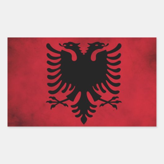 Sticker Rectangulaire Drapeau albanais Grunge [haute qualité] (Devant)