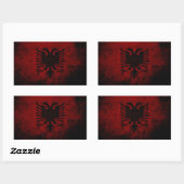Sticker Rectangulaire Drapeau Albanie de Black Grunge (Feuille)