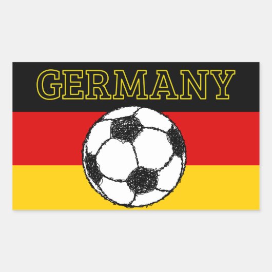Sticker Rectangulaire Drapeau allemand avec football (Devant)