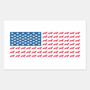 Sticker Rectangulaire Drapeau allemand Shhepherd Patriotic USA