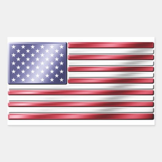 Sticker Rectangulaire Drapeau Américain 2 - USA - Métal (Devant)