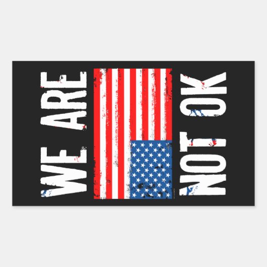 Sticker Rectangulaire Drapeau Américain à l'Envers de Protestation Nous  (Devant)