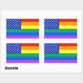 Sticker Rectangulaire Drapeau américain arc-en-ciel LGBT (Feuille)
