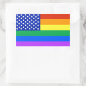 Sticker Rectangulaire Drapeau américain arc-en-ciel LGBT (Sac)