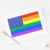 Sticker Rectangulaire Drapeau américain arc-en-ciel LGBT (Enveloppe)
