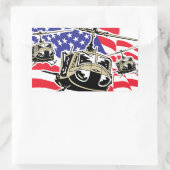 Sticker Rectangulaire Drapeau américain avec hélicoptères (Sac)