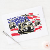 Sticker Rectangulaire Drapeau américain avec hélicoptères (Enveloppe)