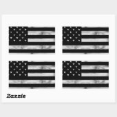 Sticker Rectangulaire Drapeau américain Bois rustique Noir Blanc Patriot (Feuille)