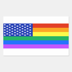 Sticker Rectangulaire Drapeau américain d'arc-en-ciel de LGBT
