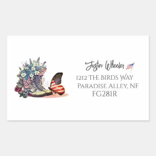 Sticker Rectangulaire Drapeau américain des botte d'ancien combattant (Devant)