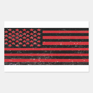Sticker Rectangulaire Drapeau américain grunge rouge noir