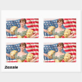 Sticker Rectangulaire Drapeau américain Lady Liberty Independence (Feuille)