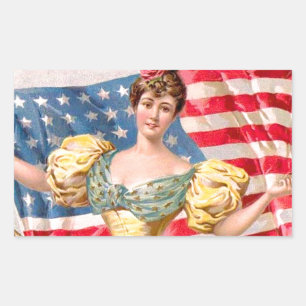 Sticker Rectangulaire Drapeau américain Lady Liberty Independence