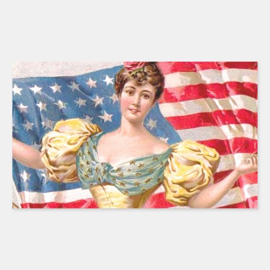 Sticker Rectangulaire Drapeau américain Lady Liberty Independence (Devant)