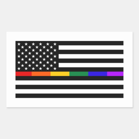 Sticker Rectangulaire Drapeau américain LGBTQ (Devant)