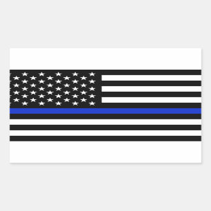 Sticker Rectangulaire Drapeau américain mince de Blue Line