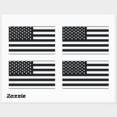 Sticker Rectangulaire Drapeau américain noir blanc (Feuille)