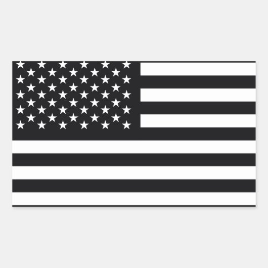 Sticker Rectangulaire Drapeau américain noir blanc (Devant)