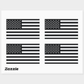 Sticker Rectangulaire Drapeau américain noir blanc (Feuille)