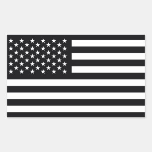 Sticker Rectangulaire Drapeau américain noir blanc
