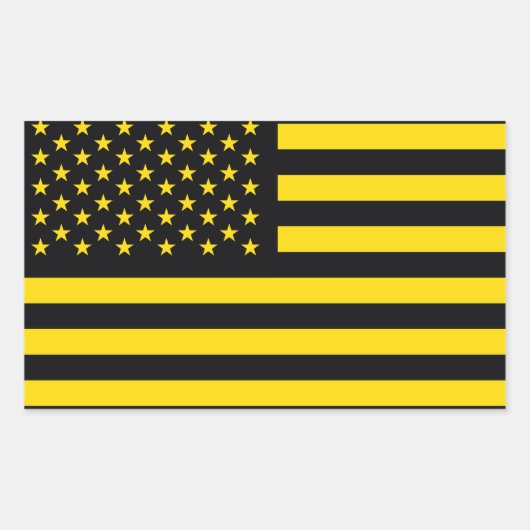 Sticker Rectangulaire Drapeau américain noir jaune (Devant)