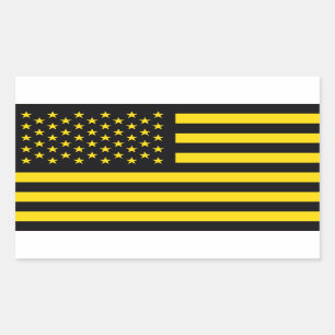 Sticker Rectangulaire Drapeau américain noir jaune