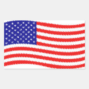 Sticker Rectangulaire Drapeau américain ondoyant