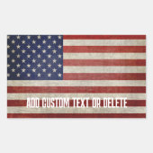 Sticker Rectangulaire Drapeau américain patiné et en détresse (Devant)
