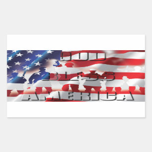 Sticker Rectangulaire Drapeau américain patriotique Dieu bénisse l'Améri