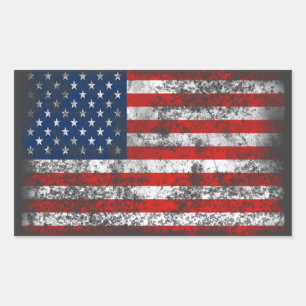 Sticker Rectangulaire Drapeau américain patriotique en détresse