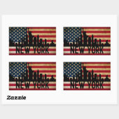 Sticker Rectangulaire Drapeau américain Patriotique New York Skyline (Feuille)